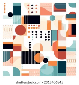 Abstract geometric pattern flat design and minimalism. Vector-based artwork that explores geometric shapes, lines, and patterns in a visually appealing composition