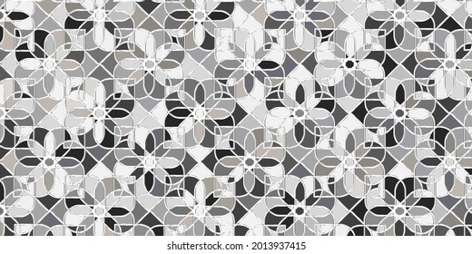    Abstract geometric pattern floral design. Elegant of gray background beautiful for carpet,wallpaper,clothing,wrapping,batik,fabric. Vector illustration.Eps10