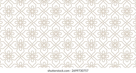 Patrón geométrico Abstractas con Formas y líneas florales. Fondo de Vector sin fisuras. Adornos blancos y dorados. Diseño gráfico reticulado moderno.