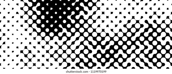 Abstract geometric pattern formed by black and white circles of different size.Vector illustration of a dotted background