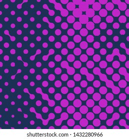 Abstract geometric pattern formed by circles of different size and colors. Vector illustration of a dotted background. Geometrical compositon in a retro style of 80's.