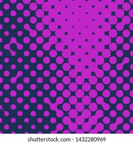 Abstract geometric pattern formed by circles of different size and colors. Vector illustration of a dotted background. Geometrical compositon in a retro style of 80's.