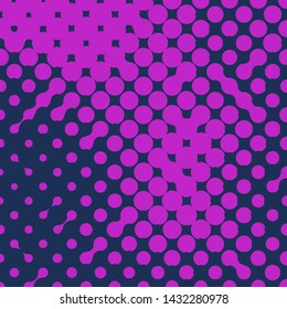 Abstract geometric pattern formed by circles of different size and colors. Vector illustration of a dotted background. Geometrical compositon in a retro style of 80's.