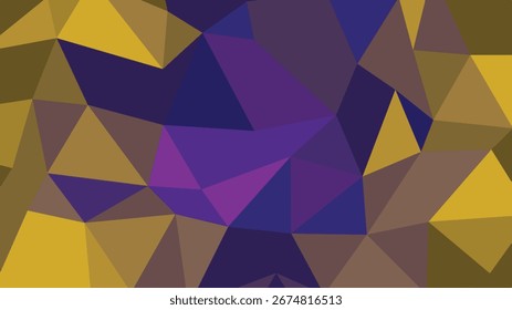 Um padrão geométrico abstrato formado por polígonos irregulares em tons de roxo, amarelo e marrom. Suitab de formato vetorial escalonável...