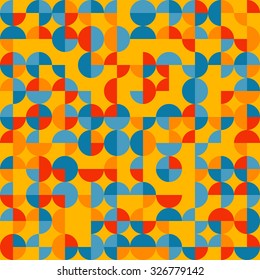 Abstract geometric pattern with fractured circles. Random colored swatches. Seamless vector background. Five colors only  - easy to recolor..