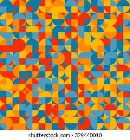 Abstract geometric pattern with fractured circles. Random colored swatches. Seamless vector background. Five colors only  - easy to recolor..