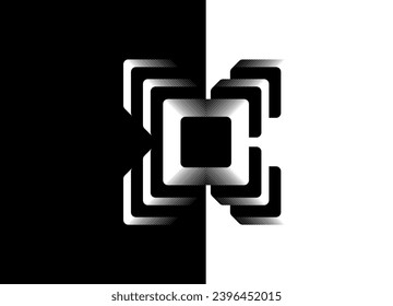 Patrón geométrico abstracto en estilo futurista. Un gadget fantástico. Para su diseño gráfico. Juegos. Fondo dividido de vector negro y blanco.