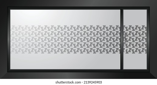 Abstract geometric pattern for glass graphics. Frosted glass window film.