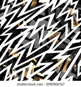 Patrón geométrico abstracto con textura de grunge dorado.