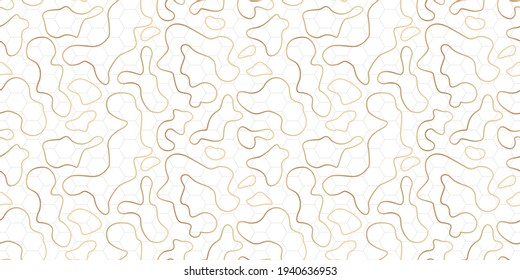 
Abstract geometric pattern with gold lines and hexagons. Seamless vector background.