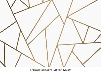 Abstract geometric pattern with gold lines. Geometric shapes intersect with gold lines. Modern abstract design featuring gold lines and geometric forms. Background vector.