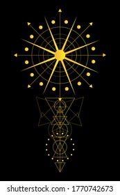 Abstract geometric pattern. Gold on a black background.