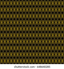 Abstract geometric pattern with gold yellow lines and shapes. Seamless background texture. Graphic modern endless pattern. Vector.