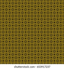 Abstract geometric pattern with gold yellow lines and shapes. Seamless background texture. Graphic modern endless pattern. Vector.