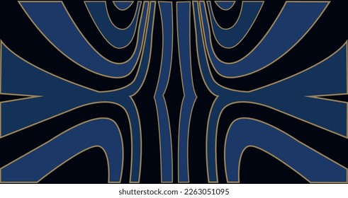 Abstract geometric pattern, golden and blue stripes, monochrome illustration lines background.