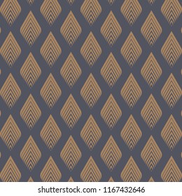 Abstract geometric pattern with golden leaves background. Seamless linear rapport. Stylish fractal texture. Vector pattern to fill the background, laser engraving and cutting.