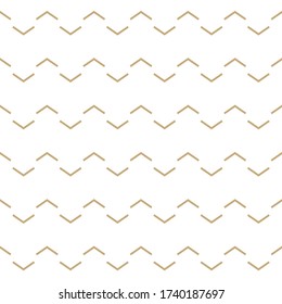 Abstract geometric pattern with golden wavy lines. White and gold ornamental background. Vector seamless texture in minimal style.