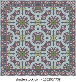 Abstract geometric pattern in gray and violet. Textile printing, web design, wallpaper, border. Scarf design.