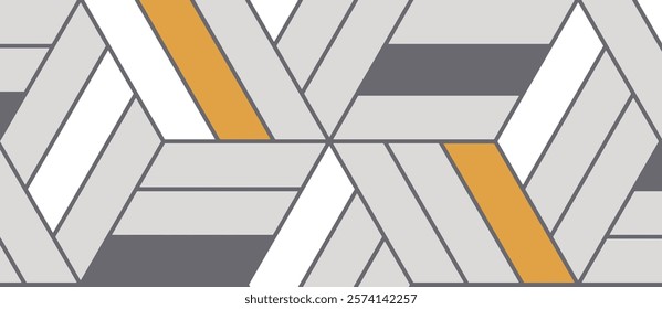 Abstract Geometric Pattern with Gray, White, and Mustard Accents