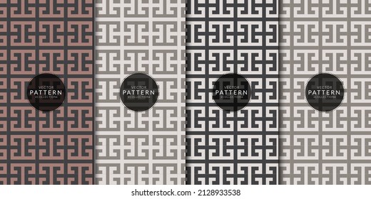 Abstract geometric pattern with greek key combination set. wrapping paper, fabric, wallpaper. Brochure cover template overlapping collection. Arabic background vector.