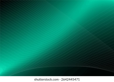 Abstract Geometric Pattern with Green Gradient and Grid Lines Design.  Ideal for backgrounds, technology, and artistic designs.