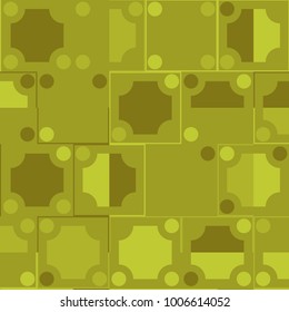 Abstract Geometric Pattern with Green Squares and Circles. Abstract Green Background for Tile, Fabric, Paper, Tablecloth, Banner, Textile. Abstract Geometric Pattern in Classic Style. Mosaic.