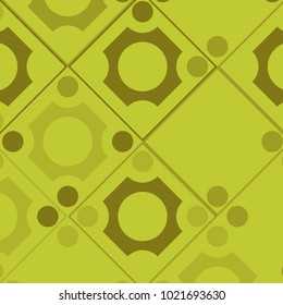 Abstract Geometric Pattern with Green Squares and Circles. Abstract Green Background for Tile, Fabric, Paper, Tablecloth, Banner, Textile. Abstract Geometric Pattern in Classic Style. Mosaic.