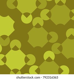 Abstract Geometric Pattern with Green Squares and Circles. Abstract Green Background for Tile, Fabric, Paper, Tablecloth, Banner, Textile. Abstract Geometric Pattern in Classic Style. Mosaic.