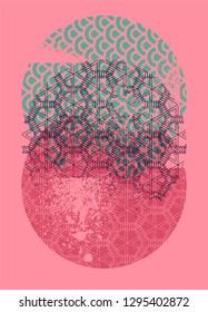 Abstract geometric pattern grunge background. Retro vector illustration.