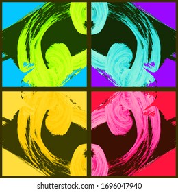 Abstract geometric pattern. Grunge vector abstract hand - painted ornament. Kaleidoscope brush stroke element.