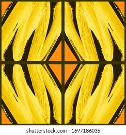 Abstract geometric pattern. Grunge vector abstract hand - painted ornament. Kaleidoscope brush stroke element.