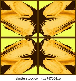 Abstract geometric pattern. Grunge vector abstract hand - painted ornament. Kaleidoscope brush stroke element.