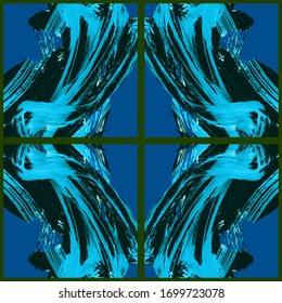 Abstract geometric pattern. Grunge vector abstract hand - painted ornament. Kaleidoscope brush stroke element.