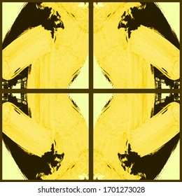 Abstract geometric pattern. Grunge vector abstract hand - painted ornament. Kaleidoscope brush stroke element.