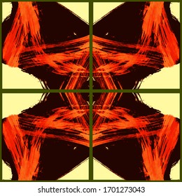 Abstract geometric pattern. Grunge vector abstract hand - painted ornament. Kaleidoscope brush stroke element.