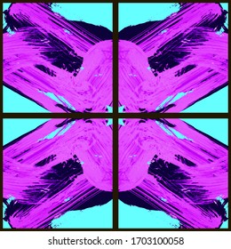 Abstract geometric pattern. Grunge vector abstract hand - painted ornament. Kaleidoscope brush stroke element.