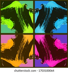 Patrón geométrico abstracto. Grunge vectorial mano abstracta - adorno pintado. Elemento de trazo de pincel Kaleidoscope.