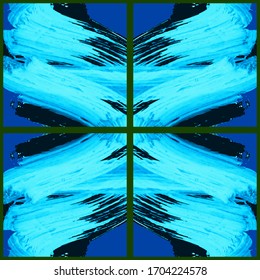 Abstract geometric pattern. Grunge vector abstract hand - painted ornament. Kaleidoscope brush stroke element.