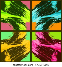 Abstract geometric pattern. Grunge vector abstract hand - painted ornament. Kaleidoscope brush stroke element.