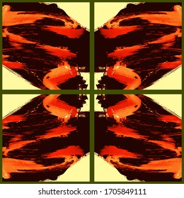 Abstract geometric pattern. Grunge vector abstract hand - painted ornament. Kaleidoscope brush stroke element.