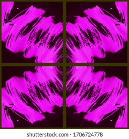 Abstract geometric pattern. Grunge vector abstract hand - painted ornament. Kaleidoscope brush stroke element.