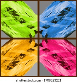 Abstract geometric pattern. Grunge vector abstract hand - painted ornament. Kaleidoscope brush stroke element.