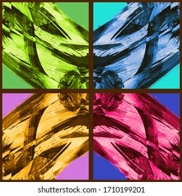 Abstract geometric pattern. Grunge vector abstract hand - painted ornament. Kaleidoscope brush stroke element.