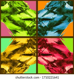 Abstract geometric pattern. Grunge vector abstract hand - painted ornament. Kaleidoscope brush stroke element.