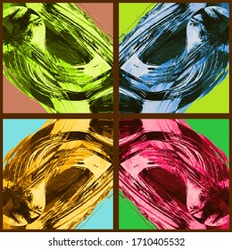 Abstract geometric pattern. Grunge vector abstract hand - painted ornament. Kaleidoscope brush stroke element.