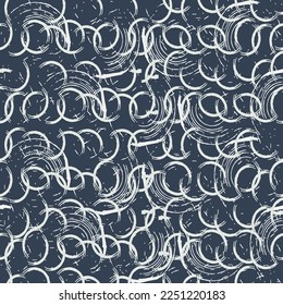 Abstract geometric pattern with half circle,wave texture design.Seamless vector background. dark blue and light texture ornament. Simple lattice graphic design