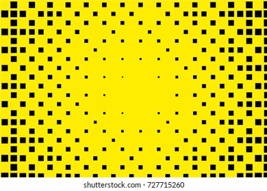 Abstract geometric pattern. Halftone background with squares. Design element for web banners, posters, cards, wallpapers, backdrops, panels, templates. Black and yellow color. Vector illustration
