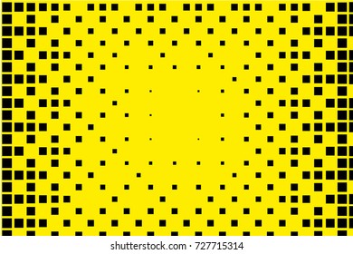Abstract geometric pattern. Halftone background with squares. Design element for web banners, posters, cards, wallpapers, backdrops, panels, templates. Black and yellow color. Vector illustration