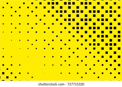 Abstract geometric pattern. Halftone background with squares. Design element for web banners, posters, cards, wallpapers, backdrops, panels, templates. Black and yellow color. Vector illustration