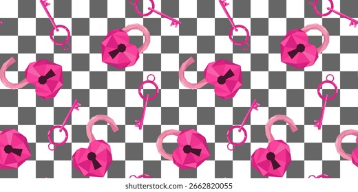 abstract geometric pattern with heart locks and keys modern design for wedding invitations anniversary and romantic chessboard backgrounds